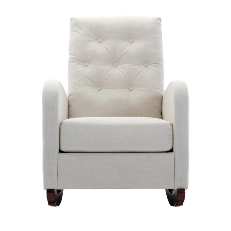 High Back Rocking Chair Nursery Chair .Comfortable Rocker Fabric Padded Seat .Modern High Back Armchair-海智集-Default-
