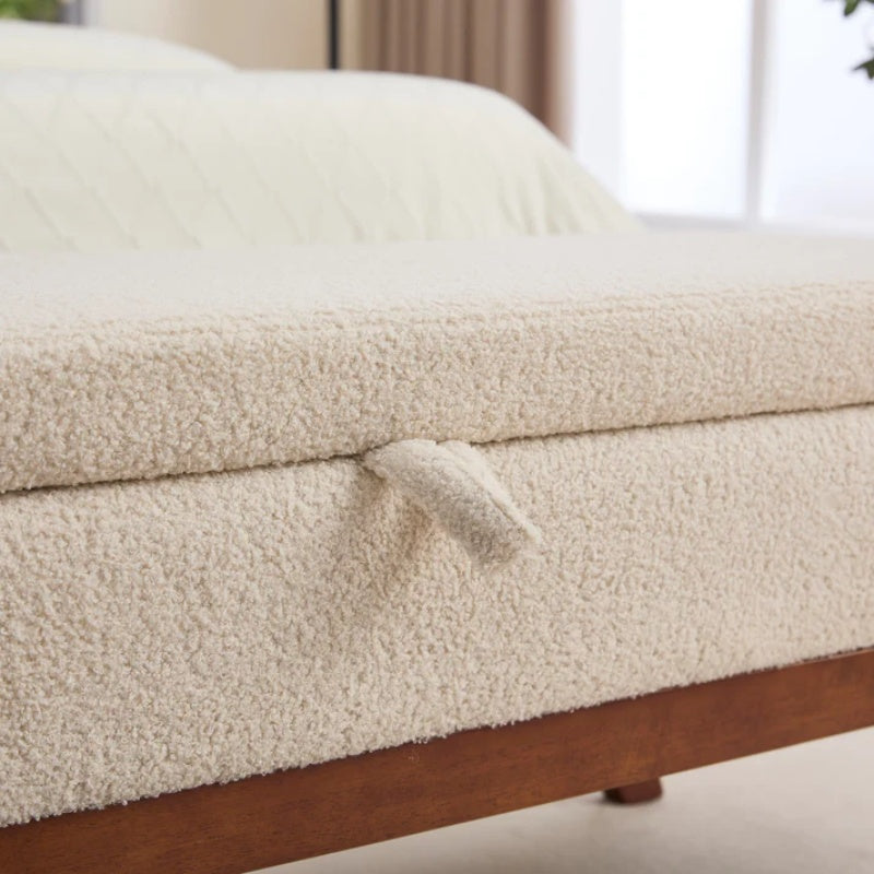 COOLMORE Teddy wool fabric, solid wood feet for solid weighing, and bed end stool with storage function-海智集-Default-