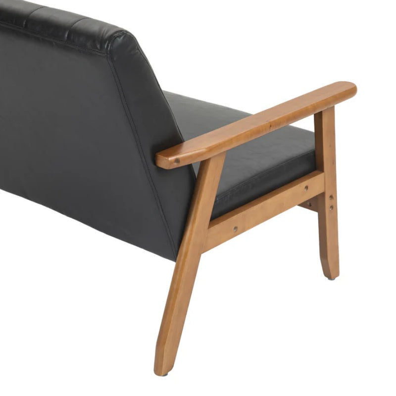 COOLMORE Mid-Century Modern Solid Loveseat Sofa Upholstered Pu Leather Loveseat, 2-Seat Upholstered Loveseat Sofa Modern Couch-海智集-Default-
