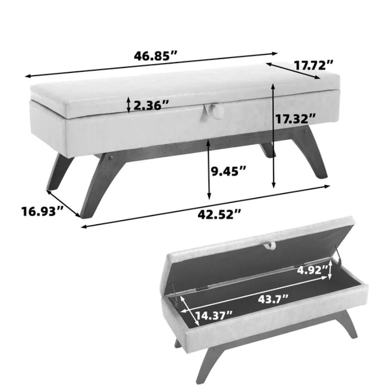 COOLMORE Teddy wool fabric, solid wood feet for solid weighing, and bed end stool with storage function-海智集-Default-