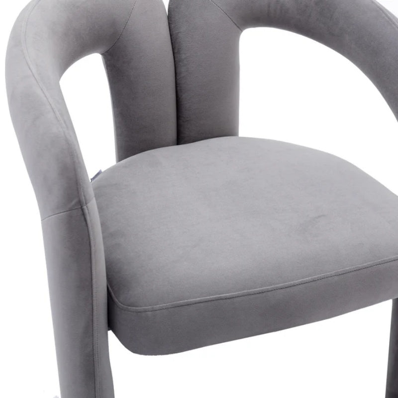 Contemporary Designed Velvet Fabric Upholstered Accent/Dining Chair /Barrel Side Chairs Kitchen Armchair for Living Room set of 2 (Gray Velvet)-海智集-Default-