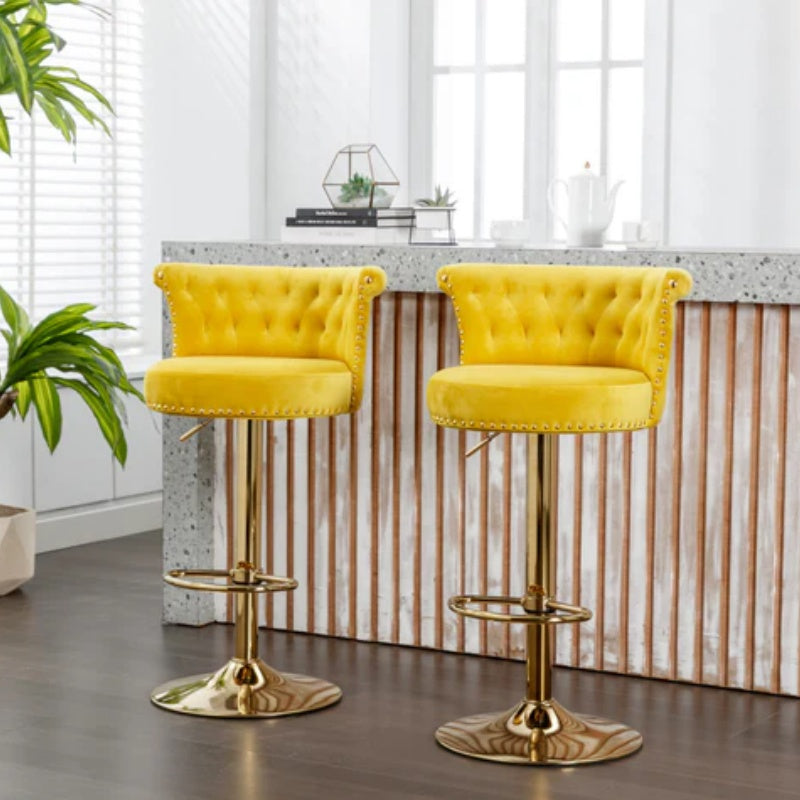 COOLMORE Swivel Bar Stools Set of 2 Adjustable Counter Height Chairs with Footrest for Kitchen, Dining Room 2PC/SET-海智集-Default-