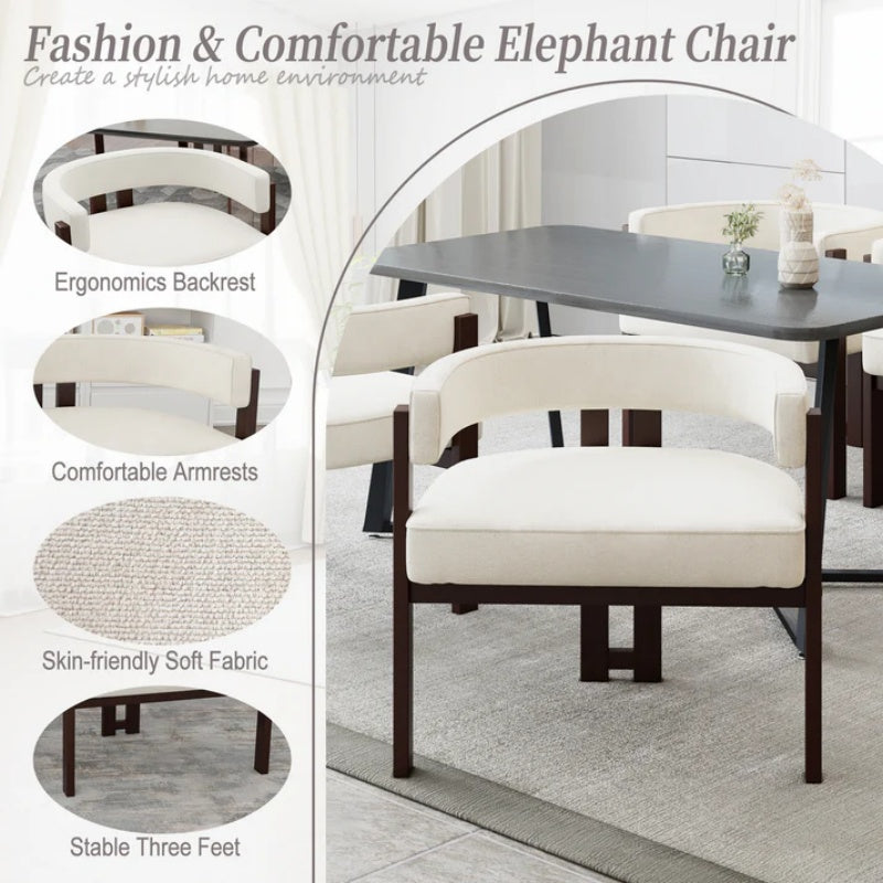 Modern Accent Chair Teddy Upholstered Armchair Beige Chenille 24.41'' x 20.47'' x 25.20''-海智集-Default-