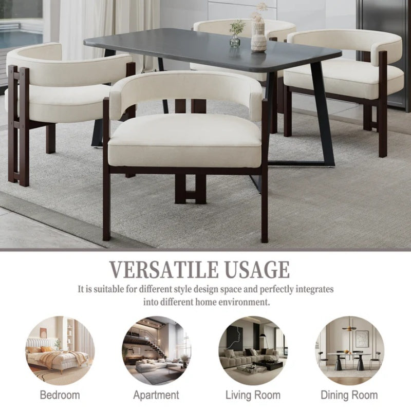 Modern Accent Chair Teddy Upholstered Armchair Beige Chenille 24.41'' x 20.47'' x 25.20''-海智集-Default-