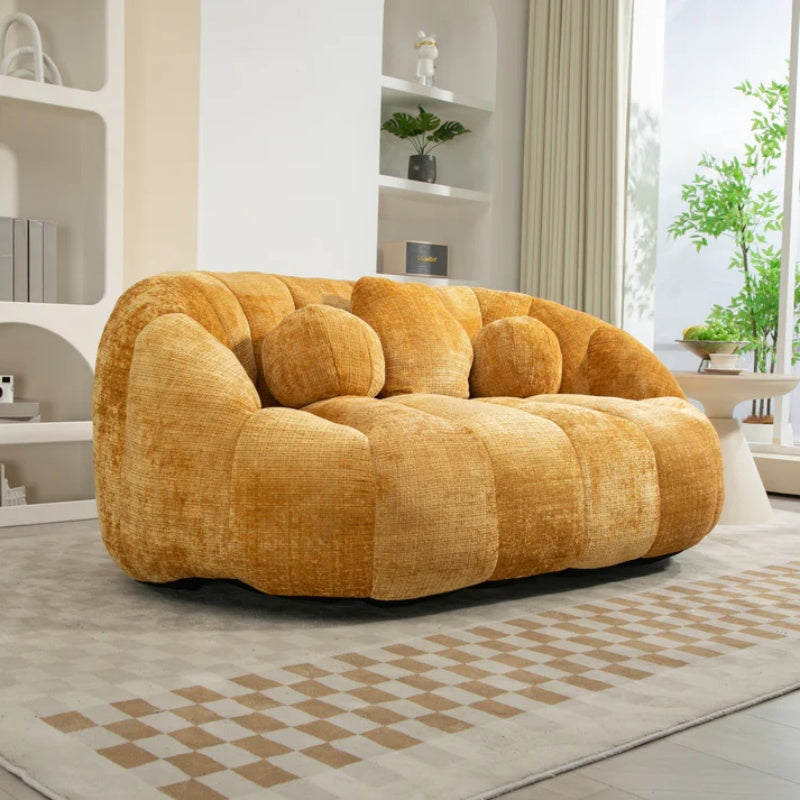 Lazy Sofa High Back Bean Bag Chair Couch Yellow Chenille for Adults & Kids Indoor Outdoor-海智集-Default-