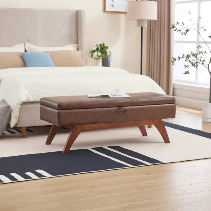 COOLMORE Teddy wool fabric, solid wood feet for solid weighing, and bed end stool with storage function-海智集-Default-