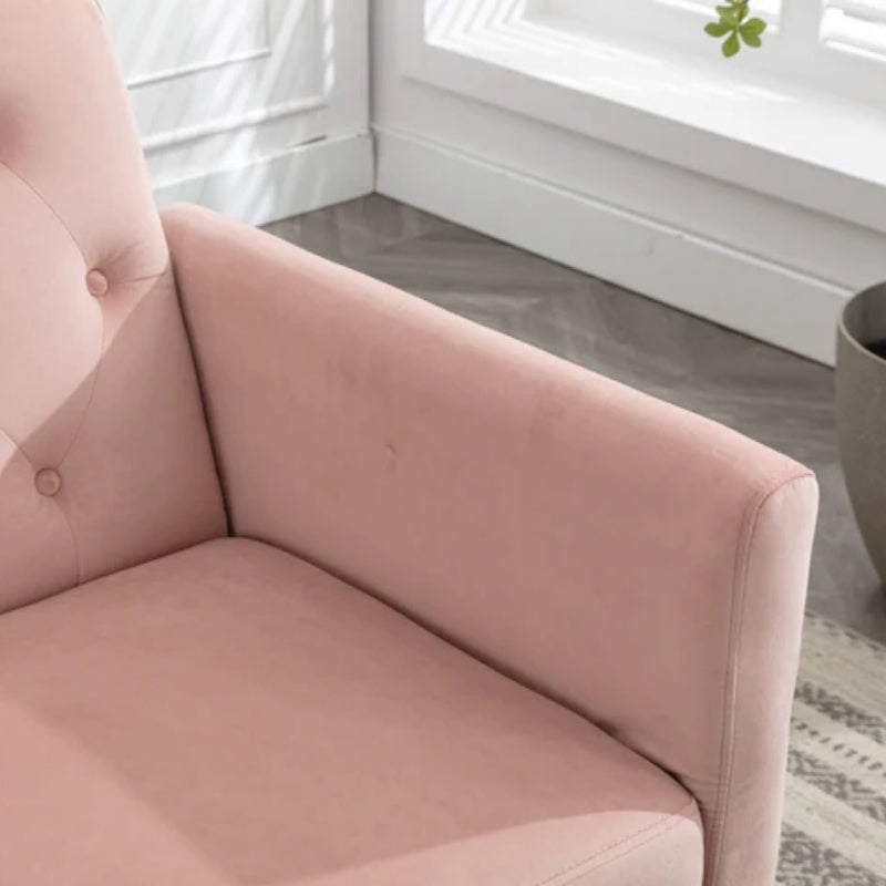 COOLMORE Velvet Accent Chair with Adjustable Armrests and Backrest, Button Tufted Lounge Chair, Single Recliner Armchair with Ottoman-海智集-Default-