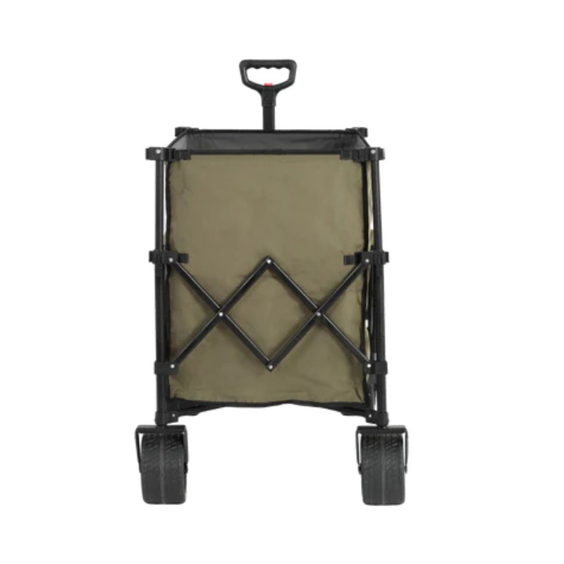 Beach Wagon,Collapsible Wagon 220lbs with Big Wheels Foldable Wagon Carts, Heavy Duty 300L Folding Utility Garden Cart with Big All-Terrain Beach Wheels & Drink Holders. Army Green-海智集-Default-