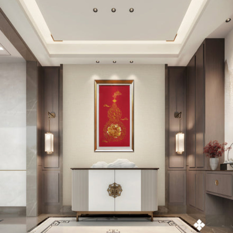 Chinese Landscape Embroidery Art - Silk Thread Mountain/Water Painting with Rosewood Frame-海智集-