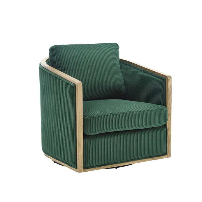 Emerald Corduroy Swivel Barrel Chair, Comfortable Accent Sofa Chair with 360 Degree Swivel for Living Room, Nursery, Hotel, Bedroom, Office-海智集-Default-