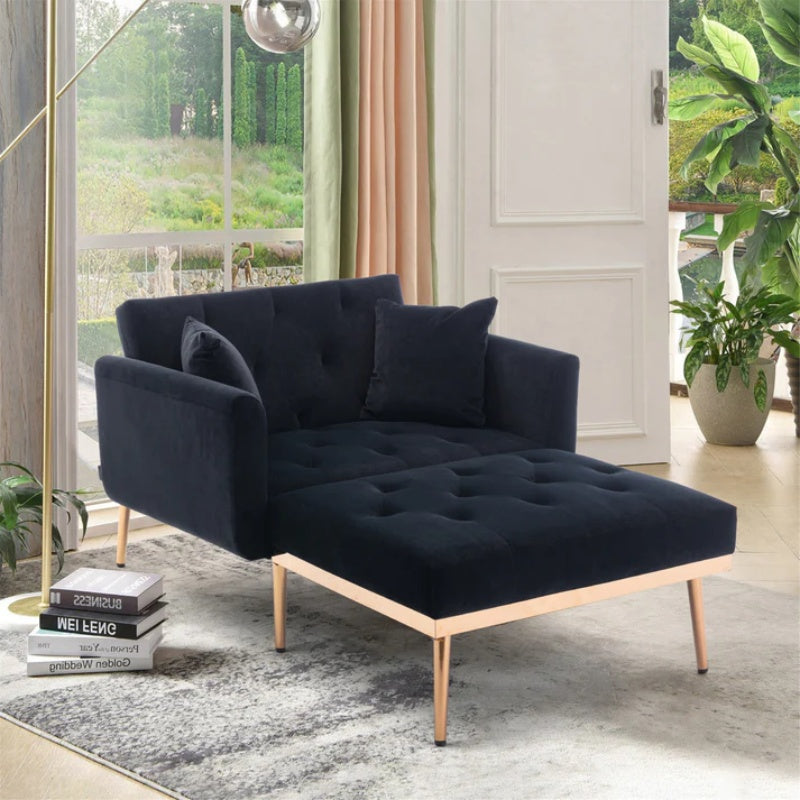 COOLMORE fashionable and classic style chaise lounge chair / accent chair for Living Room, bedroom (Black Velvet)-海智集-Default-