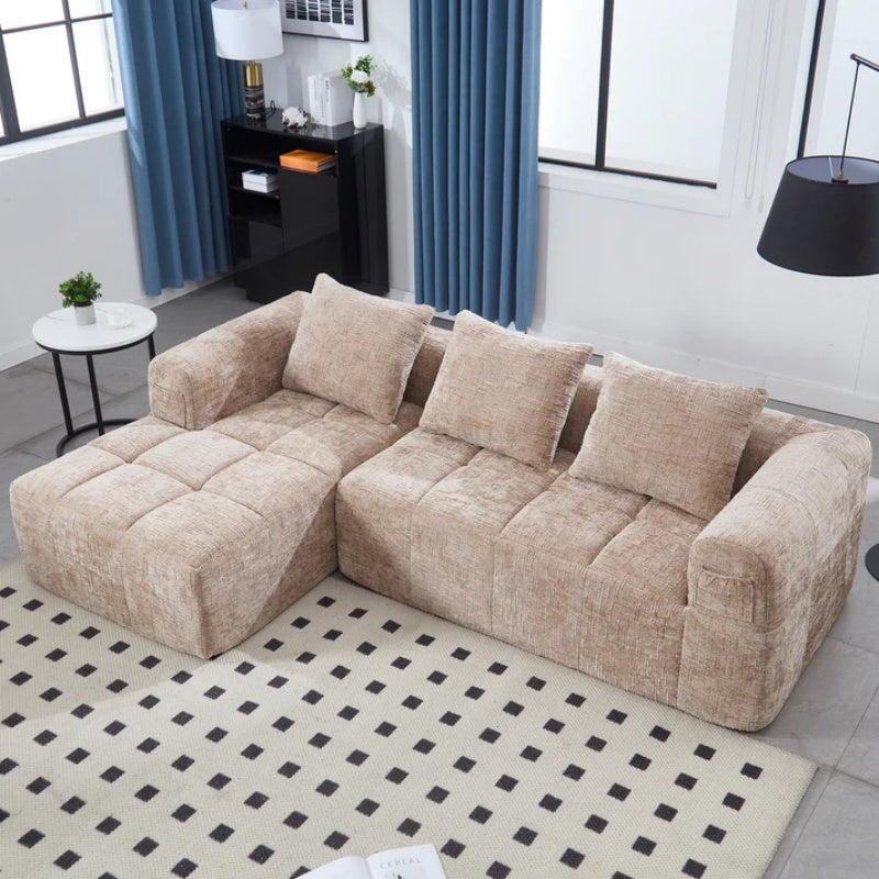 UNITED WE WIN 98.42-inch modular sectional sofa, modern modular L-shaped sofa with chaise longue, equipped with small side pockets and free of compression during installation.-海智集-Default-