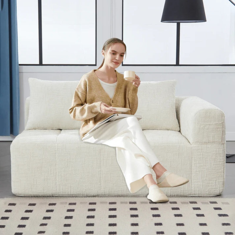 UNITED WE WIN Chenille Loveseat Sofa,Minimalist Modular Couches Sleeper for Living Room Bedroom Apartment Lounge-海智集-Default-