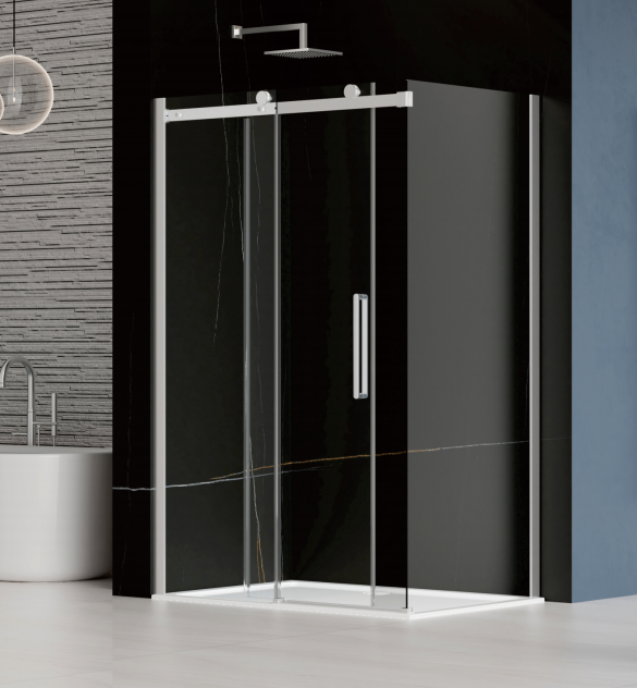 T-shaped extremely narrow stainless steel swing door, dry-wet separation shower room partition, glass bathroom, shower room sliding door-海智集-