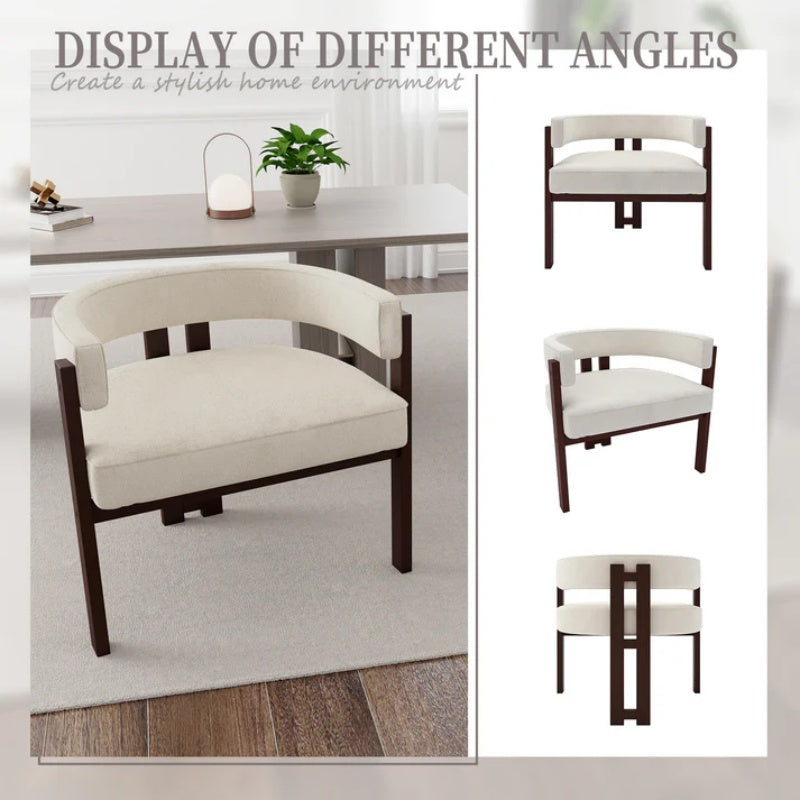Modern Accent Chair Teddy Upholstered Armchair Beige Chenille 24.41'' x 20.47'' x 25.20''-海智集-Default-