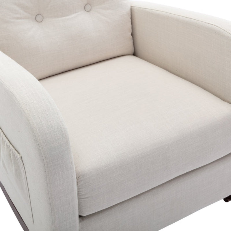 High Back Rocking Chair Nursery Chair .Comfortable Rocker Fabric Padded Seat .Modern High Back Armchair-海智集-Default-