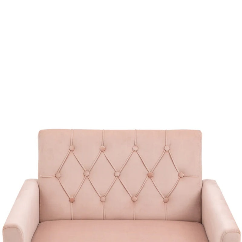 COOLMORE Velvet Armchair Single Sofa Modern Tufted Upholstered Side Reading Chairs with Arm and Gold Metal Leg for Living Room Bedroom (Pink)-海智集-Default-