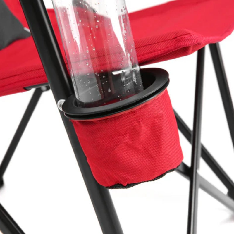 High Back Heavy Duty Lawn Chair Support 250LBS, Portable Collapsible Chair with Cup Holder -Red-海智集-Default-