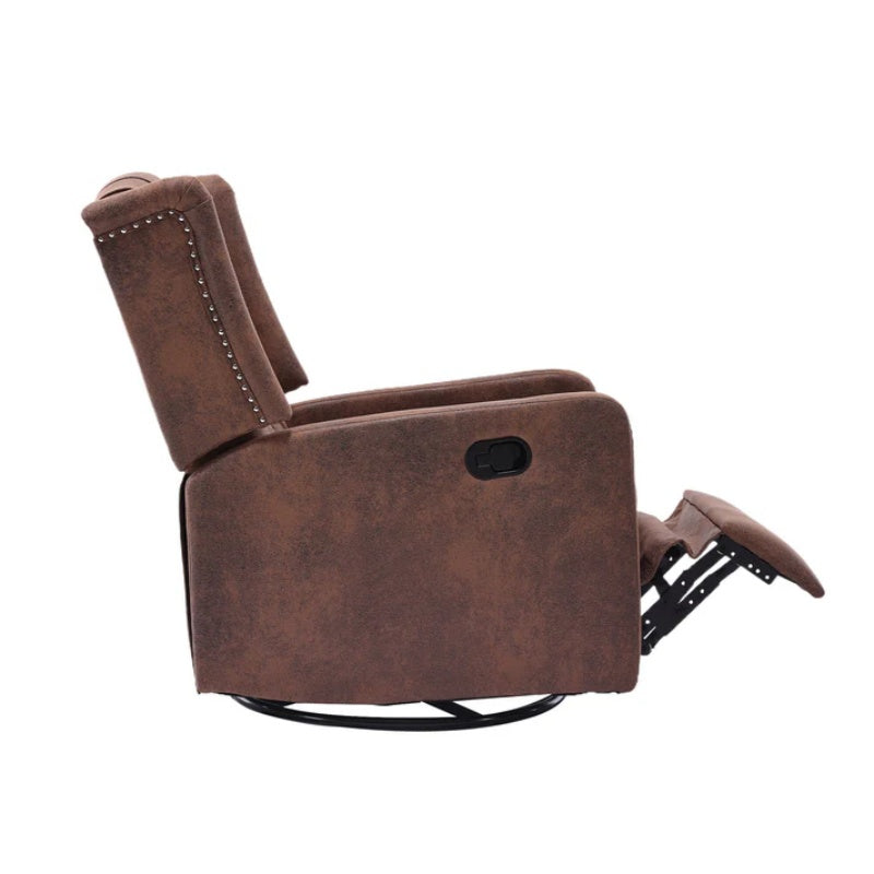COOLMORE Rocking Recliner Chair,360 Degree Swivel Nursery Rocking Chair,Glider Chair,Modern Small Rocking Swivel Recliner Chair for Bedroom,Living Room Chair Home Theater Seat (Coffee)-海智集-Default-