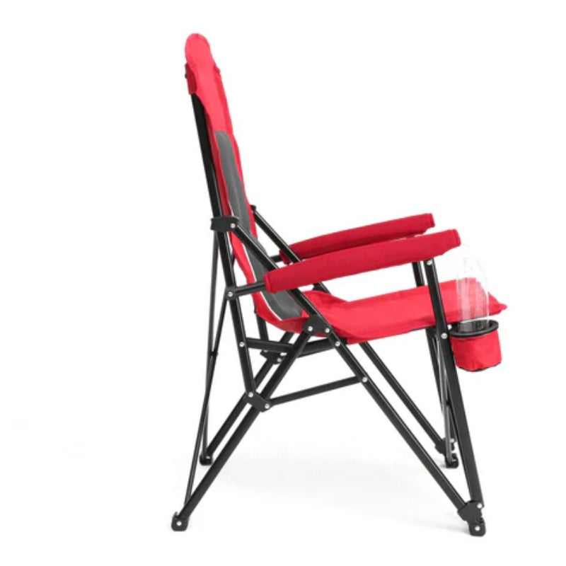 High Back Heavy Duty Lawn Chair Support 250LBS, Portable Collapsible Chair with Cup Holder -Red-海智集-Default-