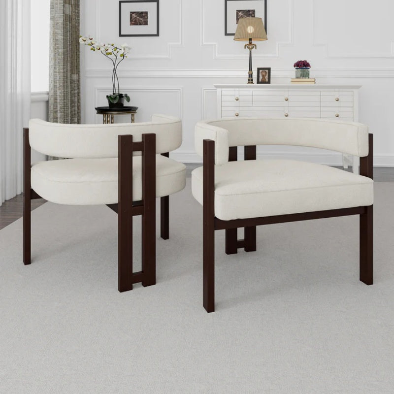 Modern Accent Chair Teddy Upholstered Armchair Beige Chenille 24.41'' x 20.47'' x 25.20''-海智集-Default-