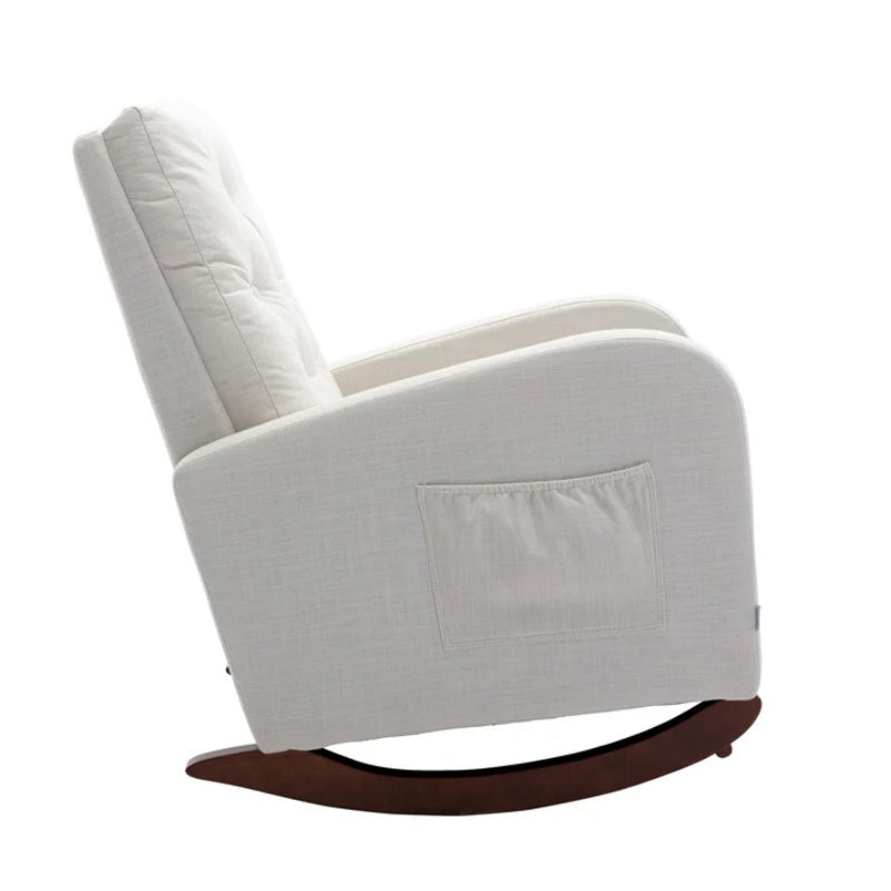 High Back Rocking Chair Nursery Chair .Comfortable Rocker Fabric Padded Seat .Modern High Back Armchair-海智集-Default-