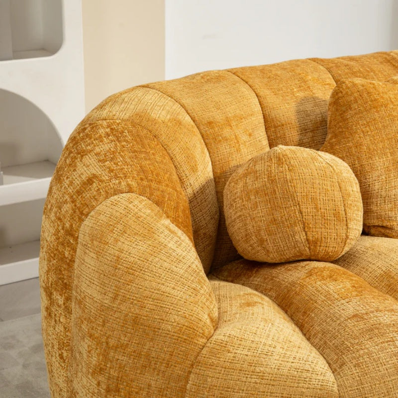Lazy Sofa High Back Bean Bag Chair Couch Yellow Chenille for Adults & Kids Indoor Outdoor-海智集-Default-