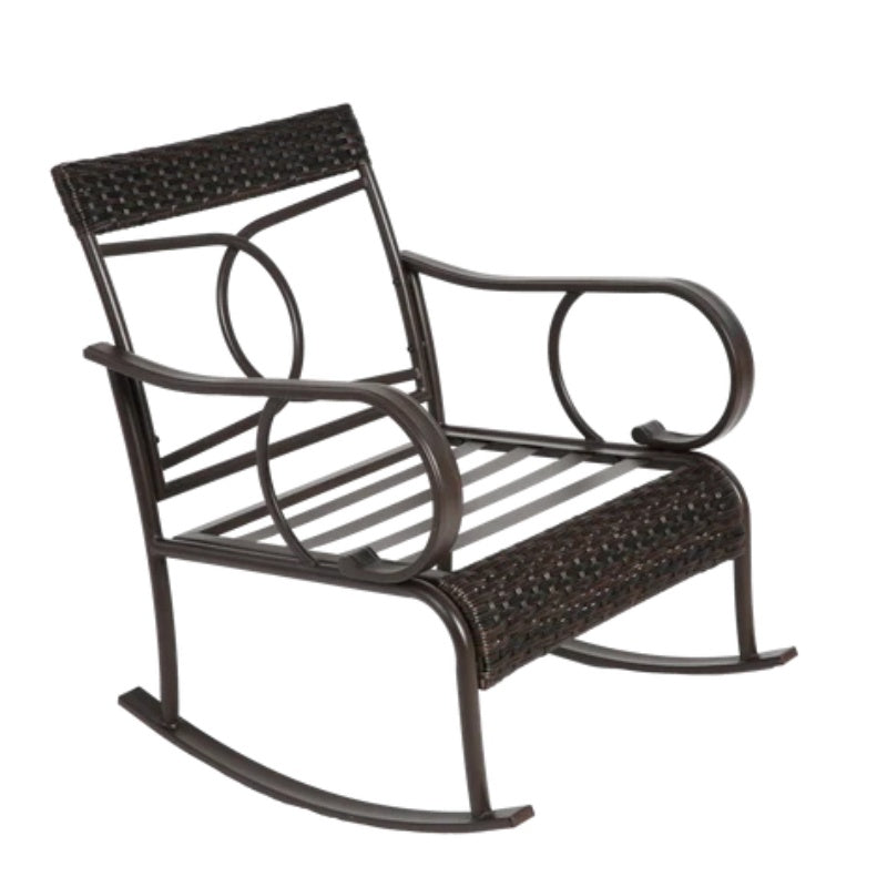3 Pieces Patio Furniture Set Rocking Bistro Set Outdoor Rattan Conversation with Coffee Table for Garden Balcony Backyard Poolside-海智集-Default-