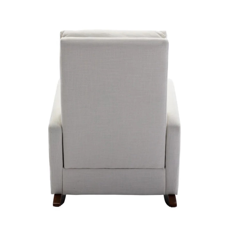 High Back Rocking Chair Nursery Chair .Comfortable Rocker Fabric Padded Seat .Modern High Back Armchair-海智集-Default-