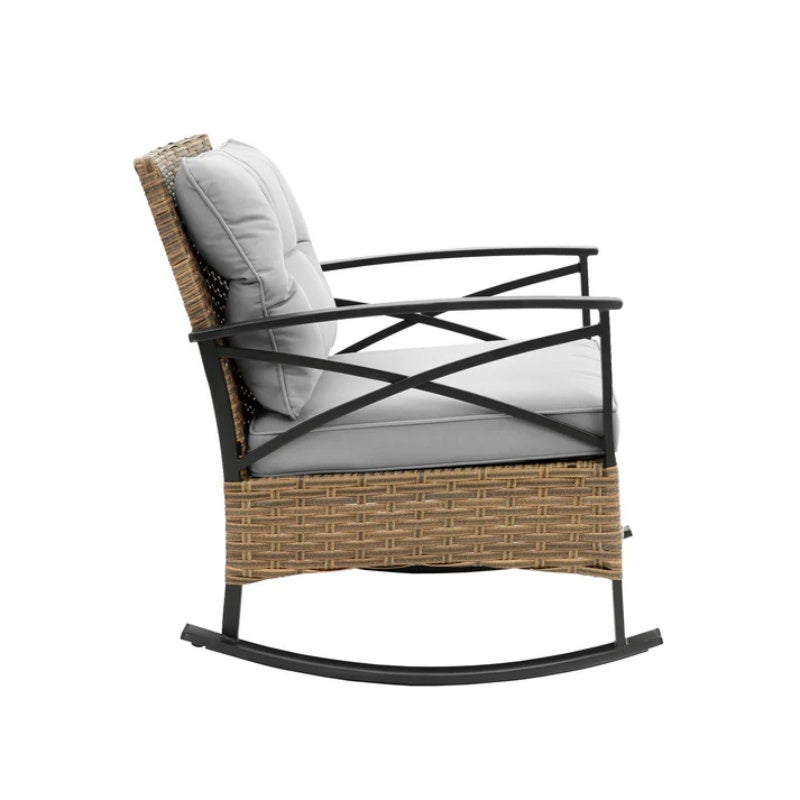 3pcs rocking rattan set wholesale leisure chair outdoor rattan rocking chair set grey-海智集-Default-