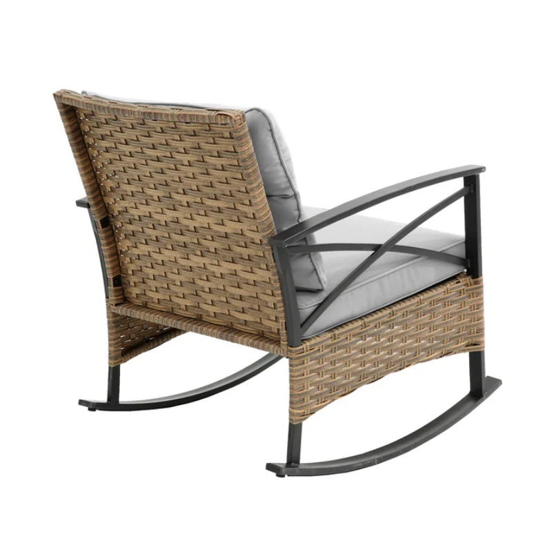 3pcs rocking rattan set wholesale leisure chair outdoor rattan rocking chair set grey-海智集-Default-