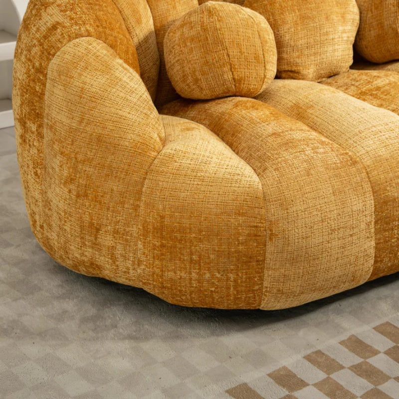 Lazy Sofa High Back Bean Bag Chair Couch Yellow Chenille for Adults & Kids Indoor Outdoor-海智集-Default-
