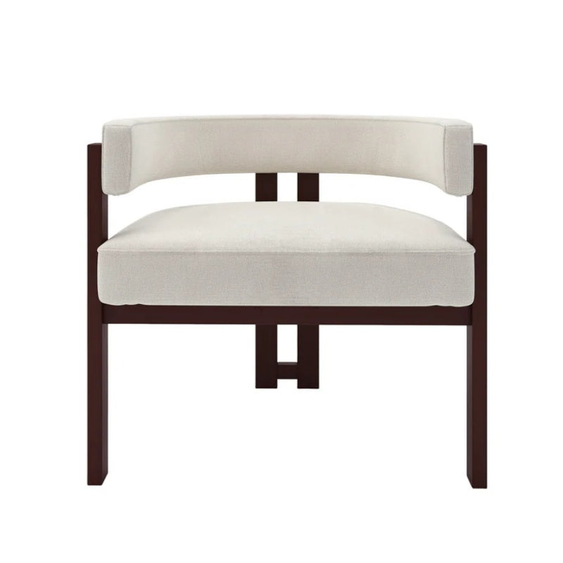 Modern Accent Chair Teddy Upholstered Armchair Beige Chenille 24.41'' x 20.47'' x 25.20''-海智集-Default-