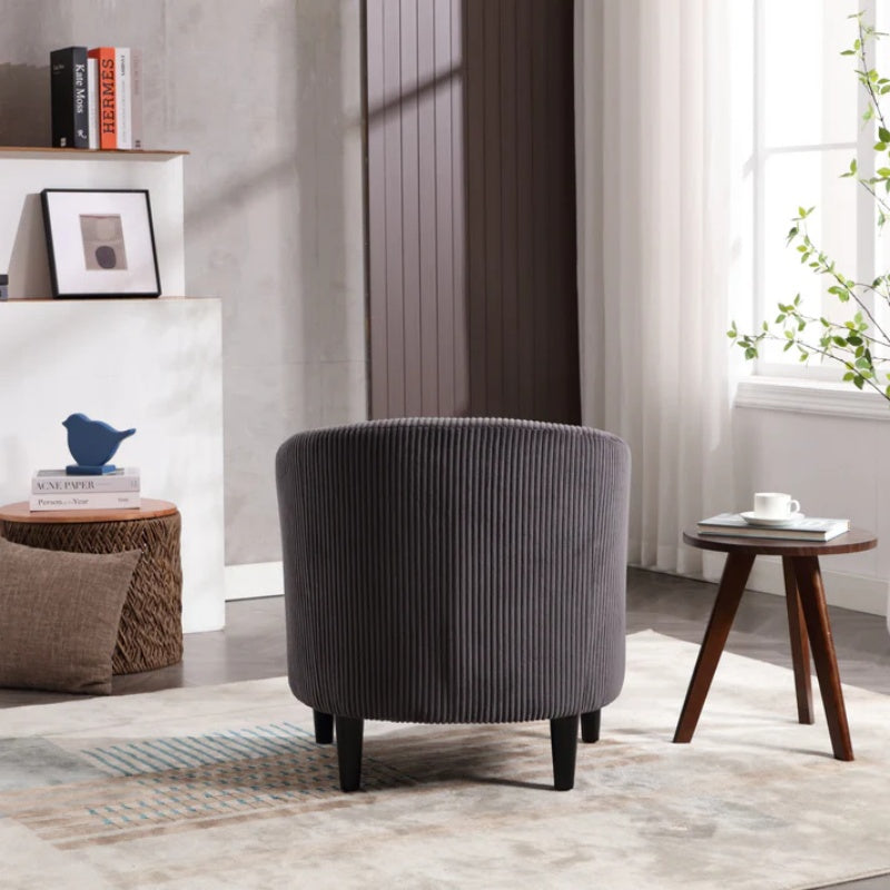 COOLMORE Living Room Accent Barrel Chair, Century Modern Style Decorative Chair, Armchair for Living Room with Thick Cushions and Pillows, Comfy Single Sofa Chair, Chair with Wooden Legs,dark grey-海智集-Default-