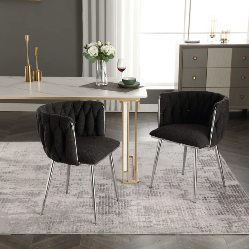 COOLMORE Leisure Dining Chairs Accent Chair Velvet Accent Lounge Chair With Metal Feet 2PC/SET-海智集-Default-