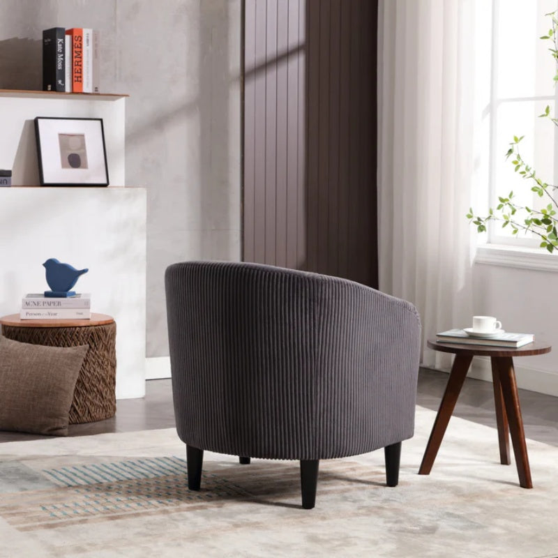 COOLMORE Living Room Accent Barrel Chair, Century Modern Style Decorative Chair, Armchair for Living Room with Thick Cushions and Pillows, Comfy Single Sofa Chair, Chair with Wooden Legs,dark grey-海智集-Default-