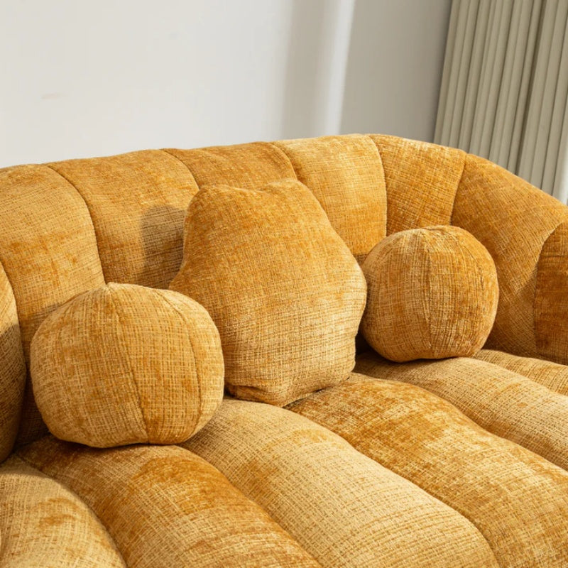 Lazy Sofa High Back Bean Bag Chair Couch Yellow Chenille for Adults & Kids Indoor Outdoor-海智集-Default-