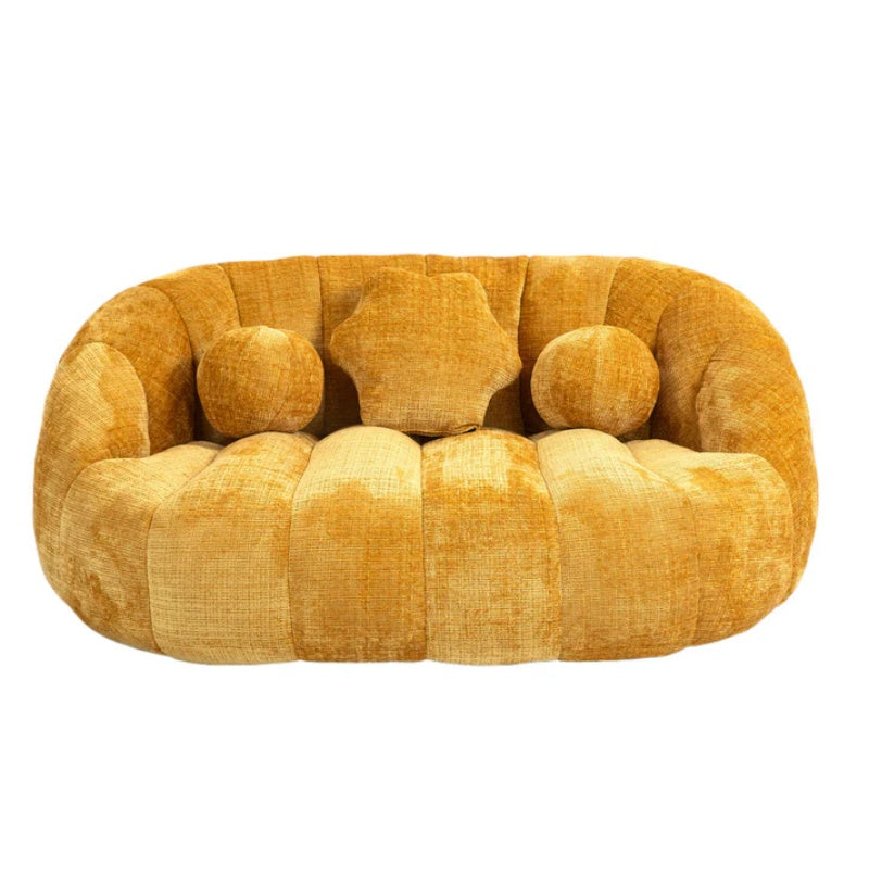 Lazy Sofa High Back Bean Bag Chair Couch Yellow Chenille for Adults & Kids Indoor Outdoor-海智集-Default-