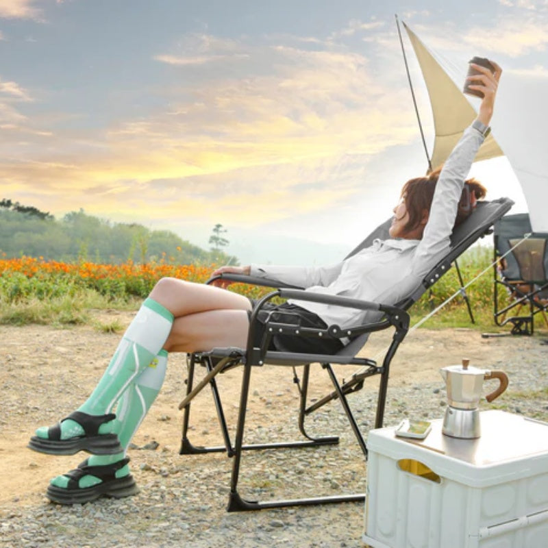 Camping Directors Chair, Heavy Duty,Oversized Portable Folding Chair with Side Table, Pocket for Beach, Fishing,Trip,Picnic,Lawn Grey-海智集-Default-