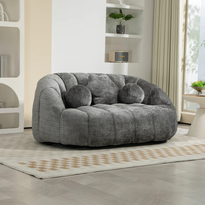 Durable Comfort High Back Bean Bag Sofa Lounger for Adults and Kids, Gray Chenille-海智集-Default-