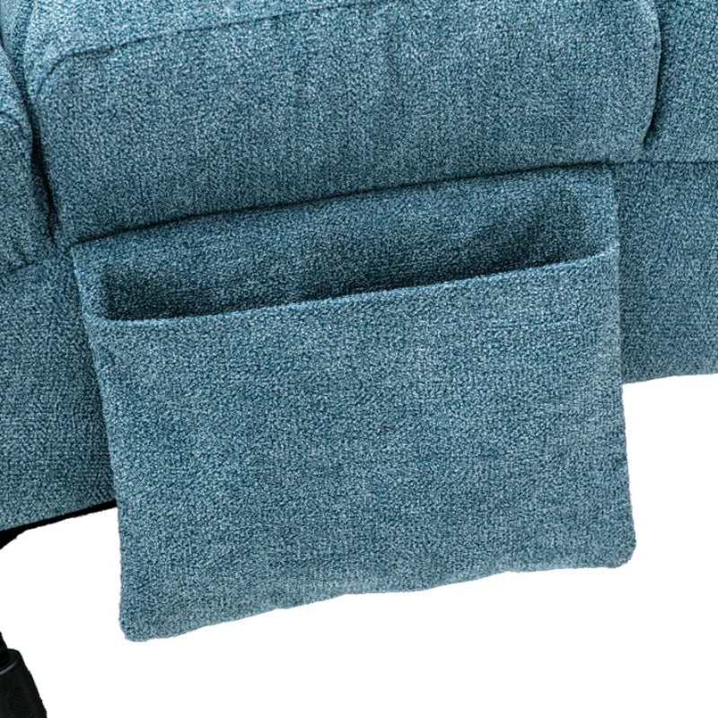 Ergonomic Linen Massage Chaise Lounge with Remote Control, 5 Modes, Blue, 21.65 x 58.27 x 34.25 inches-海智集-Default-