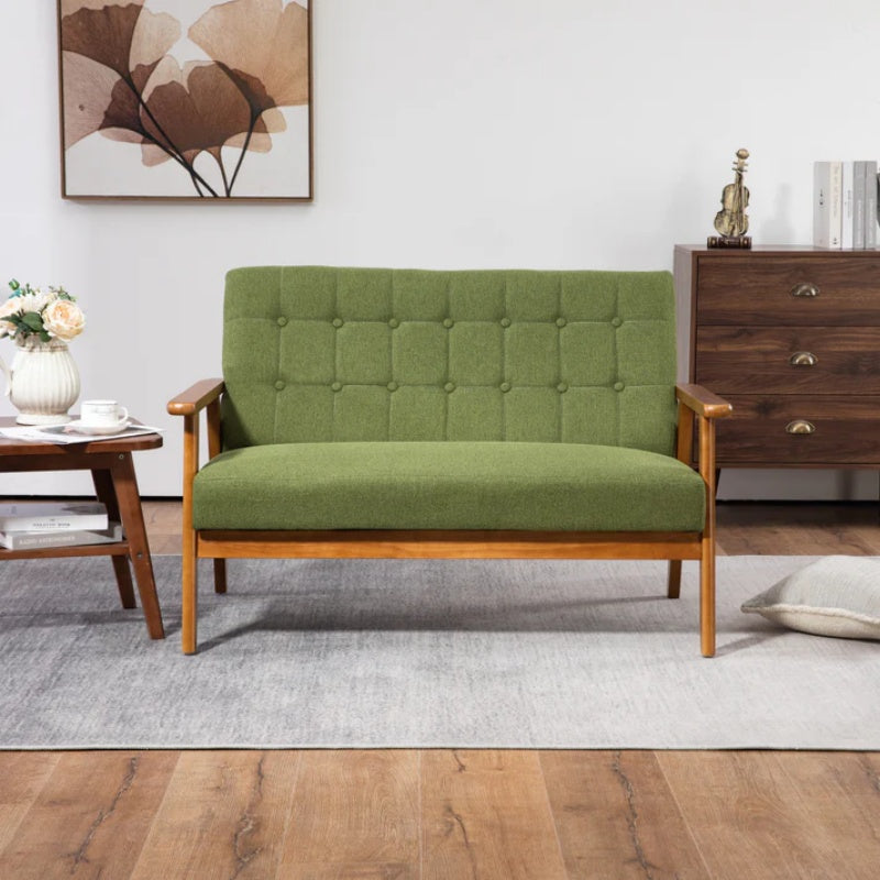 COOLMORE Mid-Century Modern Solid Loveseat Sofa Upholstered Linen Loveseat, 2-Seat Upholstered Loveseat Sofa Modern Couch-海智集-Default-
