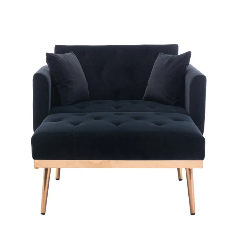 COOLMORE fashionable and classic style chaise lounge chair / accent chair for Living Room, bedroom (Black Velvet)-海智集-Default-