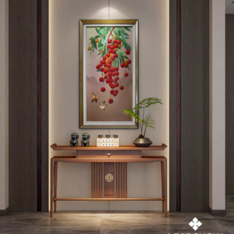 Chinese Landscape Embroidery Art - Silk Thread Mountain/Water Painting with Rosewood Frame-海智集-