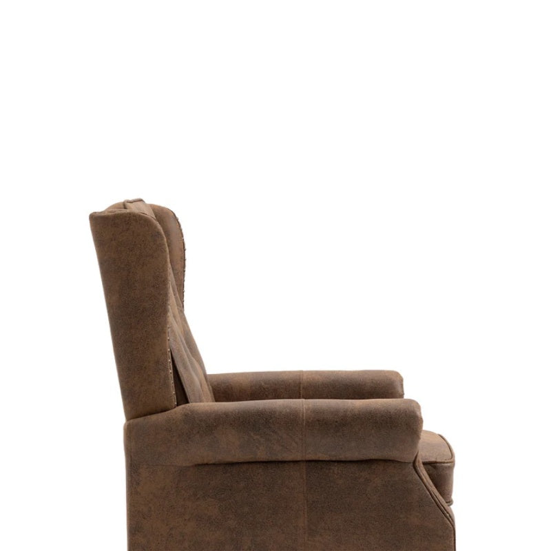 Modern Coffee Wood Frame Armchair with Sturdy Wood Legs and Microsuede Upholstery for Living Room-海智集-Default-