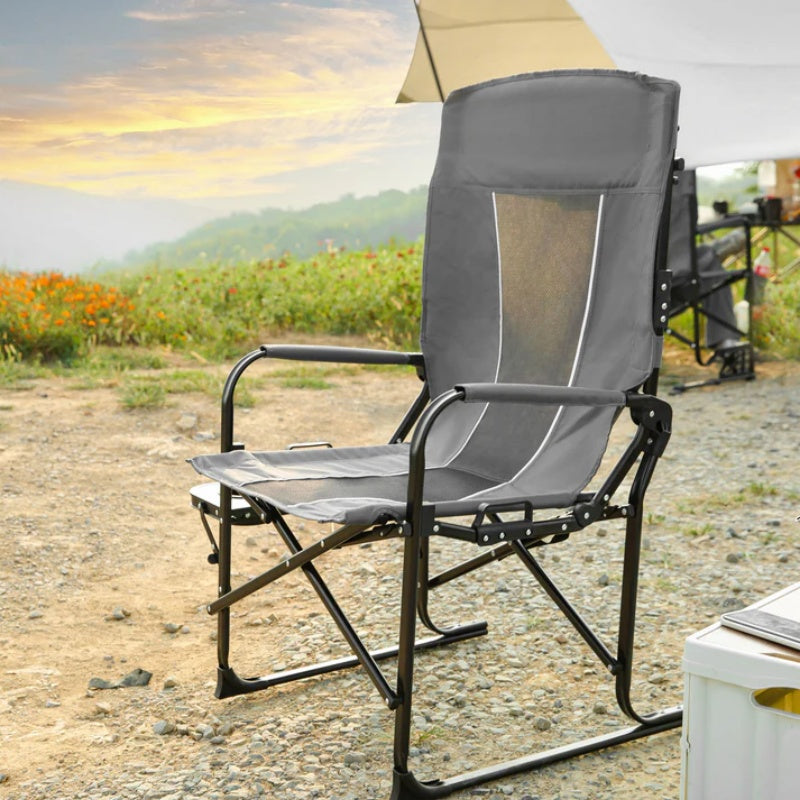 Camping Directors Chair, Heavy Duty,Oversized Portable Folding Chair with Side Table, Pocket for Beach, Fishing,Trip,Picnic,Lawn Grey-海智集-Default-