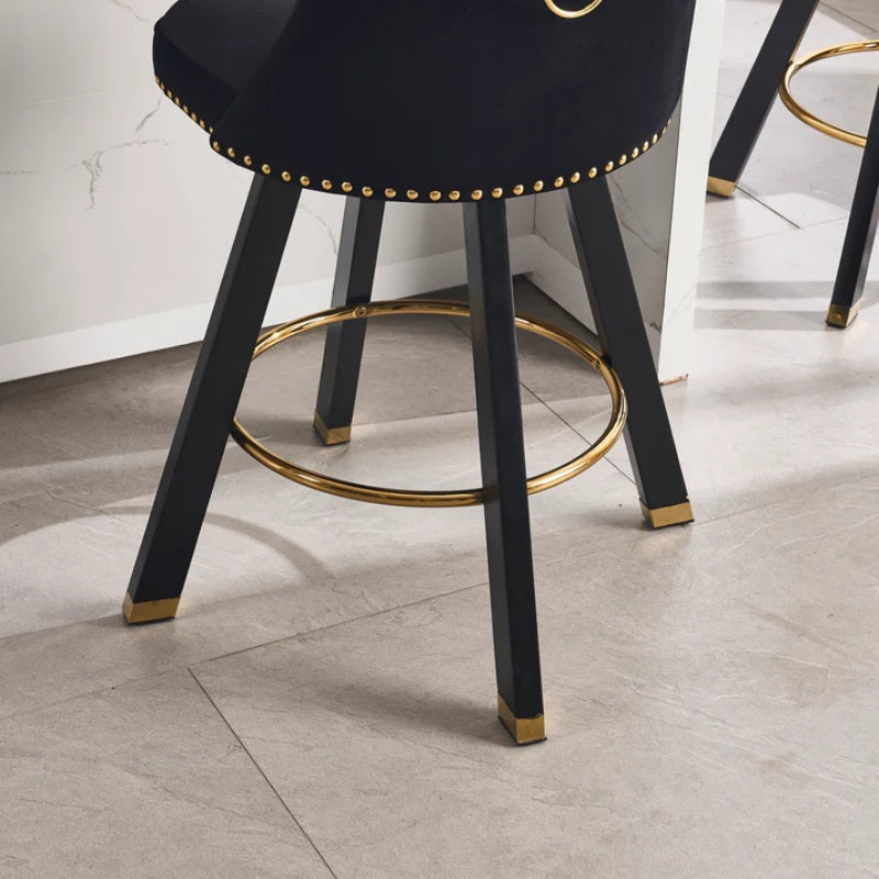 COOLMORE Set of 2,Back pull point design, velvet material, 360 degree rotation, back pull loop detachable design, rivet decoration, square foot wooden bar chair-海智集-Default-