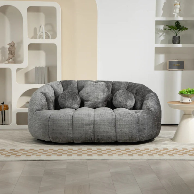 Durable Comfort High Back Bean Bag Sofa Lounger for Adults and Kids, Gray Chenille-海智集-Default-