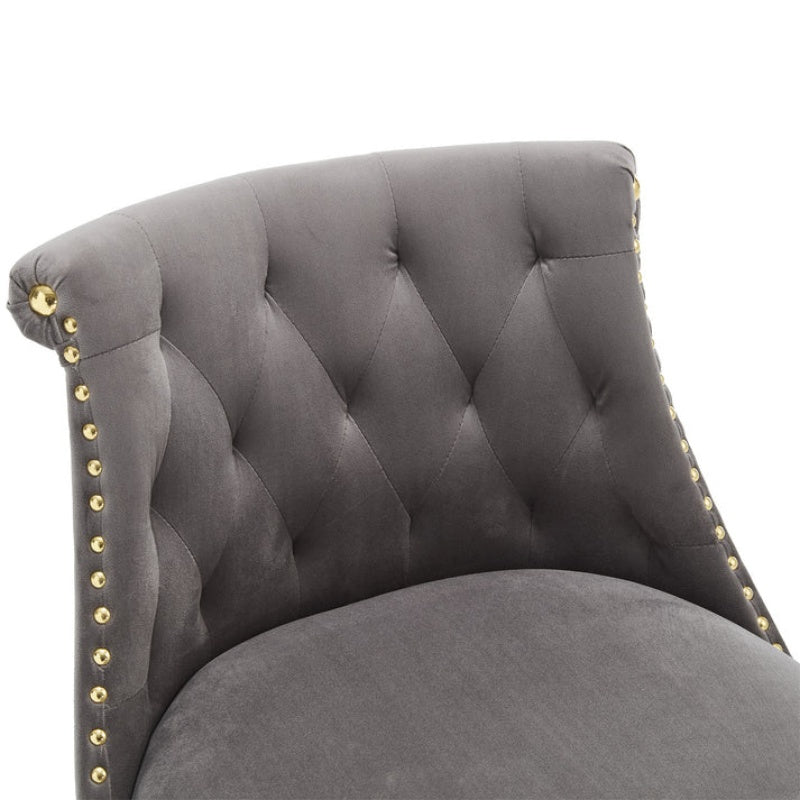 COOLMORE Set of 2,Back pull point design, velvet material, 360 degree rotation, back pull loop detachable design, rivet decoration, square foot wooden bar chair-海智集-Default-