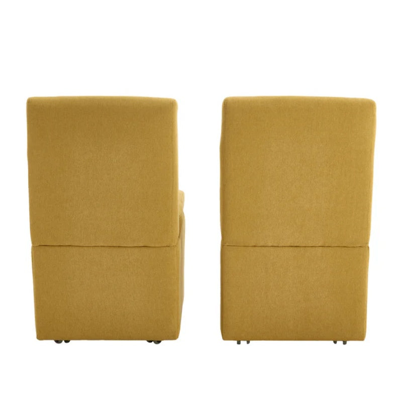 COOLMORE 360 Degree Swivel Upholstered Dining Chairs Set of 2 Swivel Dining Room Chairs Kitchen Chairs Casters & Storage Comfy Modern Rolling Chair for Living Room Fabric Armless Chair-海智集-Default-
